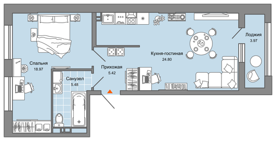 56 м², 2-комнатная квартира 9 603 300 ₽ - изображение 30