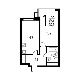 Квартира 39,8 м², 1-комнатная - изображение 1