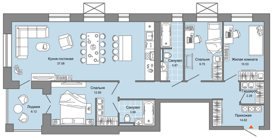 Квартира 100 м², 4-комнатная - изображение 1