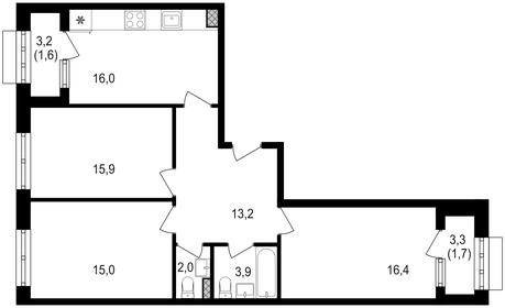 Квартира 85,7 м², 3-комнатная - изображение 1