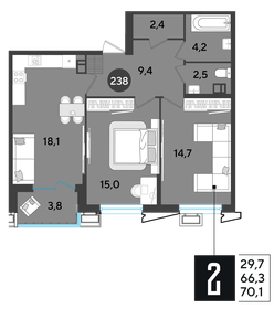 70,1 м², 2-комнатная квартира 8 699 410 ₽ - изображение 16