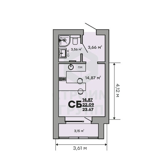 18,4 м², квартира-студия 1 100 000 ₽ - изображение 52