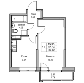 32,7 м², 1-комнатная квартира 6 542 753 ₽ - изображение 79