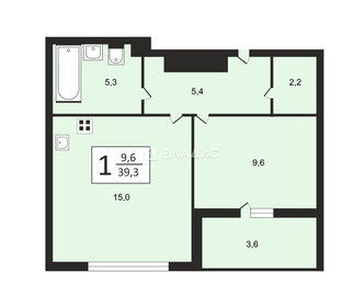 Квартира 39,3 м², 1-комнатная - изображение 1