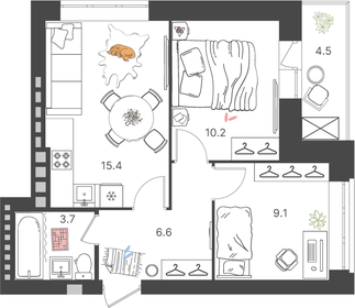 47,3 м², 2-комнатная квартира 6 208 125 ₽ - изображение 18