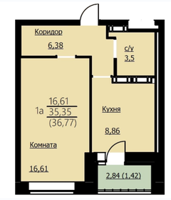 34,8 м², 1-комнатная квартира 3 309 800 ₽ - изображение 86