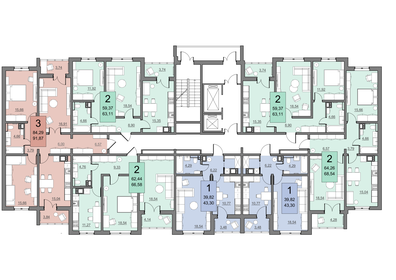 62,4 м², 2-комнатная квартира 5 619 600 ₽ - изображение 57