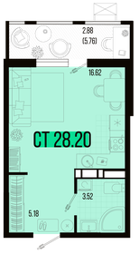 Квартира 28,2 м², 1-комнатная - изображение 1