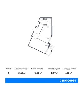 46,6 м², 1-комнатная квартира 10 335 743 ₽ - изображение 10