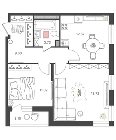 Квартира 57,3 м², 2-комнатная - изображение 1