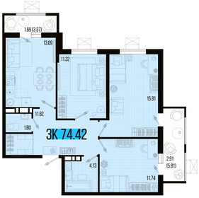 74,4 м², 3-комнатная квартира 9 555 528 ₽ - изображение 15