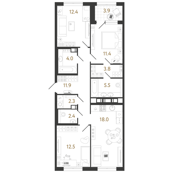 84,2 м², 3-комнатная квартира 22 659 964 ₽ - изображение 1