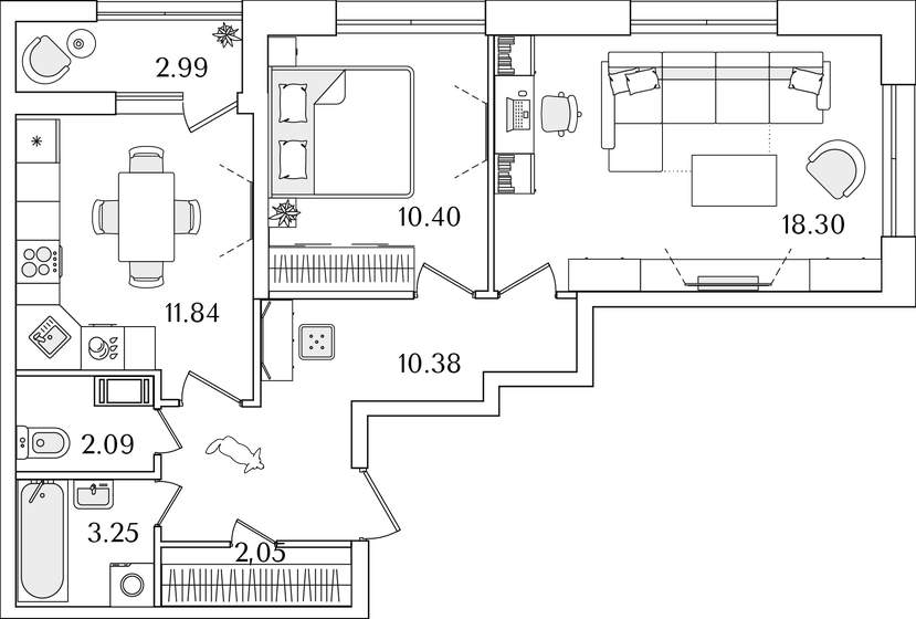 59,8 м², 2-комнатная квартира 15 714 591 ₽ - изображение 30