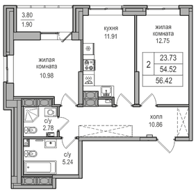 61,3 м², 2-комнатная квартира 12 309 126 ₽ - изображение 81