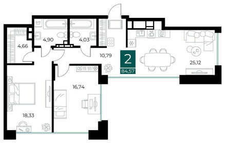 84,8 м², 2-комнатная квартира 11 703 780 ₽ - изображение 24