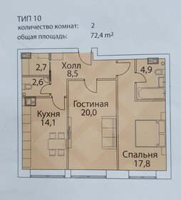 Квартира 72,4 м², 2-комнатная - изображение 5