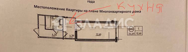 Квартира 24,4 м², студия - изображение 1