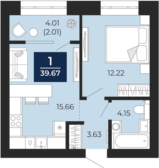 39,7 м², 1-комнатная квартира 9 150 000 ₽ - изображение 16