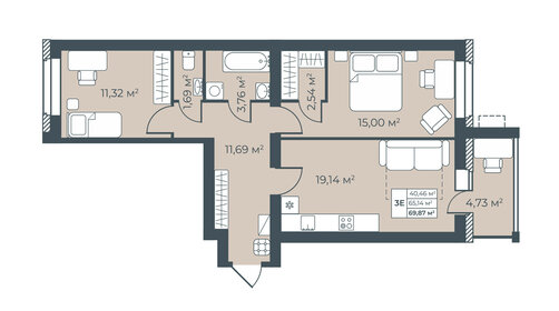 68,7 м², 3-комнатная квартира 5 151 346 ₽ - изображение 26