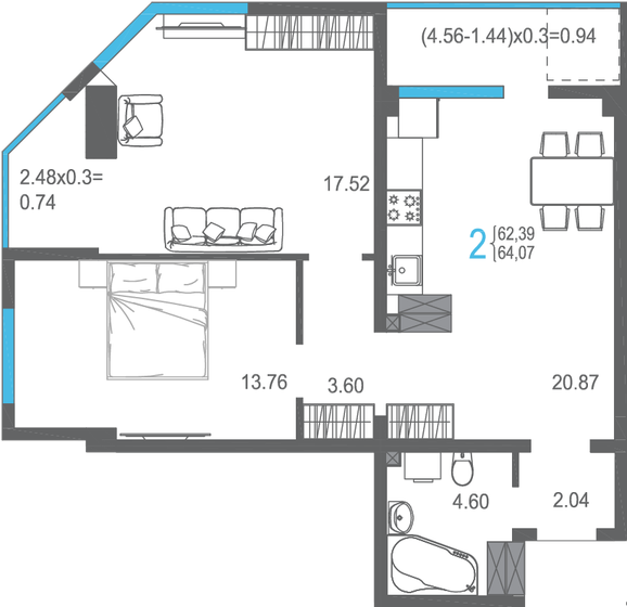 69,8 м², 2-комнатная квартира 16 700 000 ₽ - изображение 62