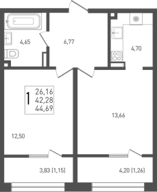 44 м², 1-комнатная квартира 6 500 000 ₽ - изображение 83