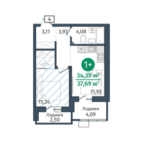 37 м², 1-комнатная квартира 4 600 000 ₽ - изображение 77
