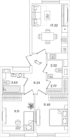 51,2 м², 2-комнатная квартира 9 900 000 ₽ - изображение 116