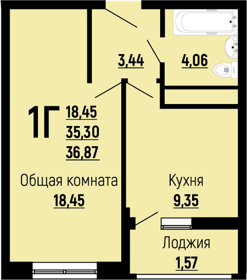 36,9 м², 1-комнатная квартира 5 124 967 ₽ - изображение 6