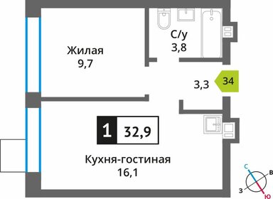 34 м², 1-комнатная квартира 6 650 000 ₽ - изображение 40