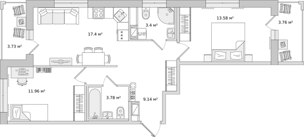 70,2 м², 2-комнатная квартира 21 850 000 ₽ - изображение 6