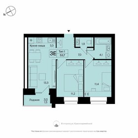 Квартира 55,2 м², 3-комнатная - изображение 1