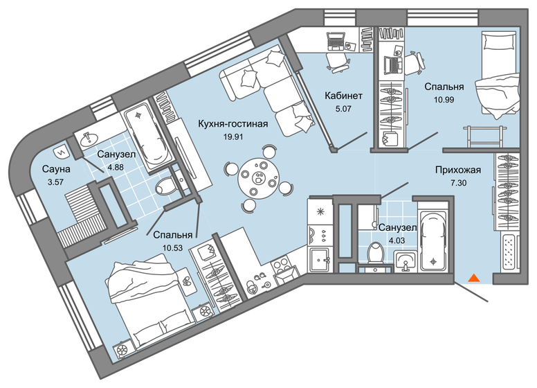 66 м², 3-комнатная квартира 7 821 040 ₽ - изображение 1