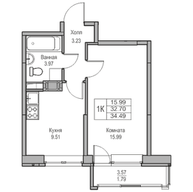 32,7 м², 1-комнатная квартира 6 818 673 ₽ - изображение 34