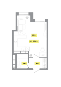 Квартира 33,8 м², 1-комнатная - изображение 1