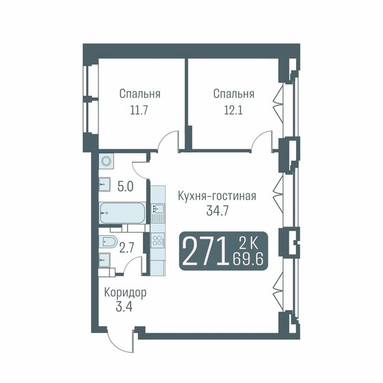 69,6 м², 3-комнатная квартира 10 700 000 ₽ - изображение 1