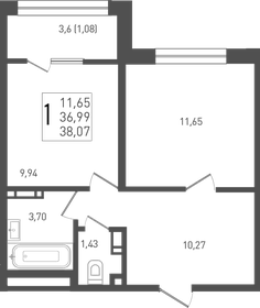 38,1 м², 1-комнатная квартира 5 215 590 ₽ - изображение 25