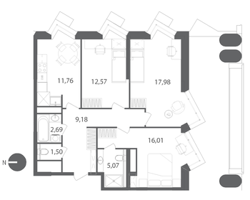 80 м², 3-комнатная квартира 10 500 000 ₽ - изображение 84