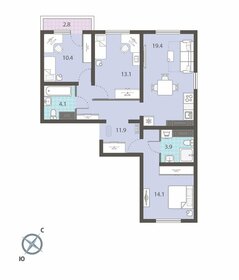 64,9 м², 3-комнатная квартира 6 200 000 ₽ - изображение 72