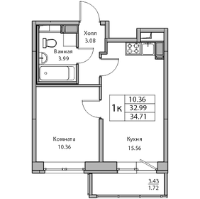33 м², 1-комнатная квартира 6 598 371 ₽ - изображение 64