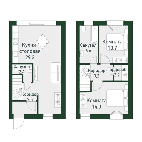 75,4 м², 2-комнатная квартира 9 802 000 ₽ - изображение 1