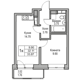 32,7 м², 1-комнатная квартира 6 818 673 ₽ - изображение 42