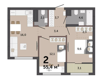 51,6 м², 2-комнатная квартира 7 790 000 ₽ - изображение 89