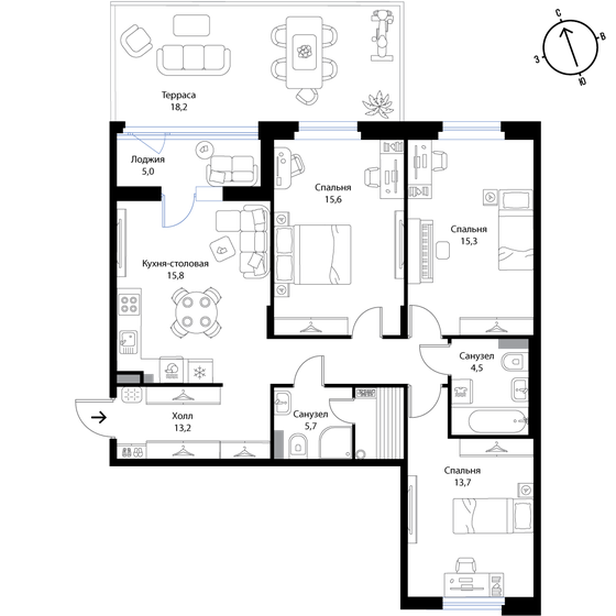 91,7 м², 4-комнатная квартира 16 025 716 ₽ - изображение 1