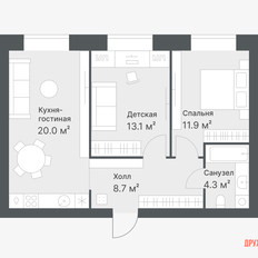 Квартира 58 м², 2-комнатная - изображение 4