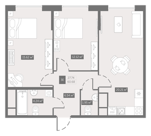 59,9 м², 2-комнатная квартира 8 350 000 ₽ - изображение 62