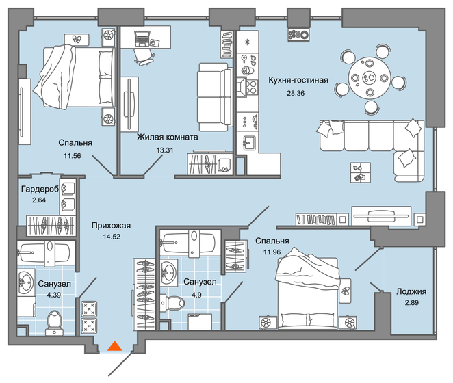 93 м², 4-комнатная квартира 9 146 280 ₽ - изображение 1