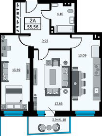 58,2 м², 2-комнатная квартира 7 400 000 ₽ - изображение 53