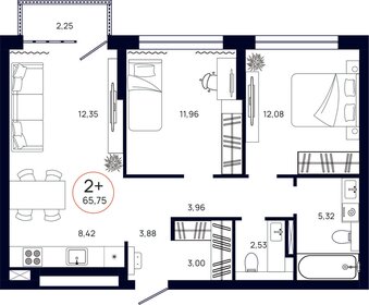 66,7 м², 2-комнатная квартира 6 976 280 ₽ - изображение 9