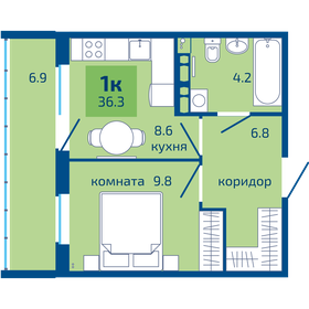 Квартира 36,3 м², 1-комнатная - изображение 1