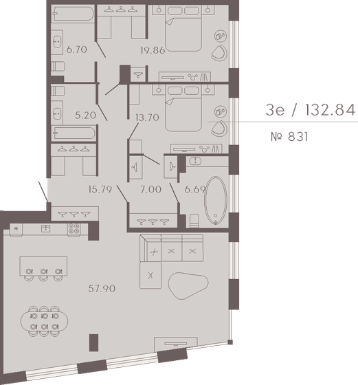 132,8 м², 2-комнатные апартаменты 141 966 768 ₽ - изображение 1